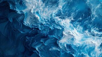 AI generated Fluid brushstrokes and shades of blue evoke the ebb and flow of ocean waves photo