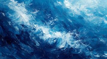 AI generated Fluid brushstrokes and shades of blue evoke the ebb and flow of ocean waves photo