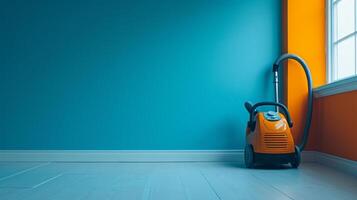 AI generated Minimalist backdrops with vacuum cleaners, radiating a sense of renewal and cleanliness photo