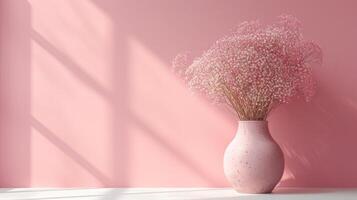 AI generated Minimalist decor elements with a touch of pink photo