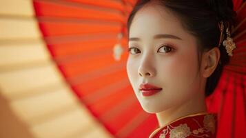 AI generated Beautiful portraits showcasing people dressed in traditional Chinese attire photo