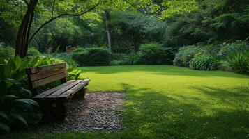 ai generado el jardín se convierte un santuario, ofrecimiento consuelo desde el bullicio de el mundo foto