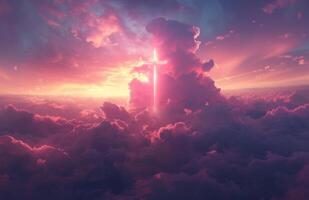 AI generated an image of a cross in the cloud photo