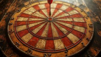 AI generated Aimed Elegance. Minimalist backdrop adorned with dartboard designs photo