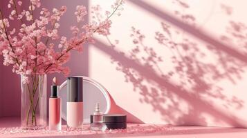 AI generated Simplistic design with essential decorative cosmetics, highlighting elegance and refinement photo