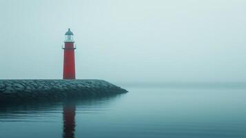 AI generated Minimalist image exuding a sense of calmness and serenity, with a lighthouse as the focal point photo