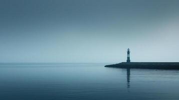 AI generated Minimalist image exuding a sense of calmness and serenity, with a lighthouse as the focal point photo