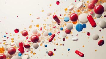 AI generated Simple yet sophisticated composition featuring abstract pharmaceutical elements on a muted background photo