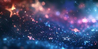 AI generated Serene background adorned with ethereal confetti, resembling stars scattered across the night sky photo