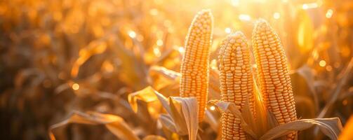 AI generated corn in field in sunlight photo