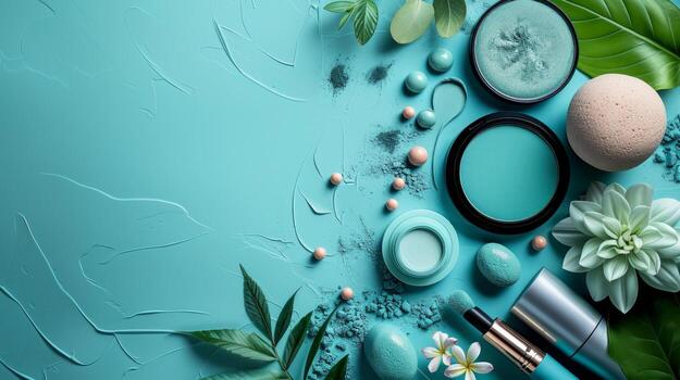 ai generado subestimado fondo con refinado decorativo productos cosméticos foto