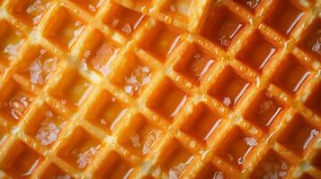 AI generated Simple yet enticing image highlighting the intricate pattern of Belgian waffles photo