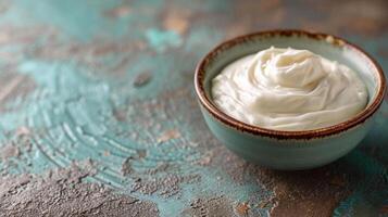 AI generated Elegant depiction of a bowl of yogurt, embodying simplicity and wholesome goodness photo