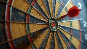 AI generated Minimalist backdrop with a dartboard, embodying the thrill of precision and focus in dart games photo