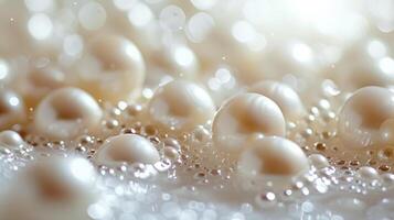 AI generated Tranquil setting with scattered pearl beads, creating an elegant and serene atmosphere photo