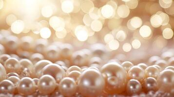 AI generated Tranquil setting with scattered pearl beads, creating an elegant and serene atmosphere photo