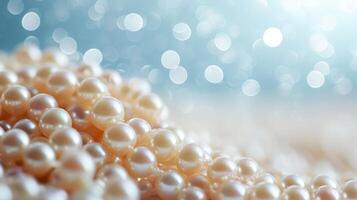 AI generated Tranquil setting with scattered pearl beads, creating an elegant and serene atmosphere photo