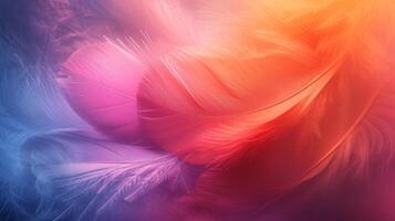 AI generated Clean composition with vibrant feathers floating gracefully against an abstract setting photo