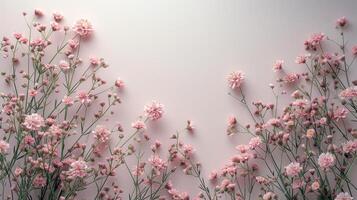 AI generated Minimalistic photo featuring delicate flowers and soft colors to celebrate International Women's Day