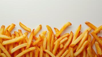 AI generated Minimalist photograph emphasizing the allure of crispy fries with minimal distractions photo