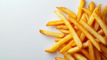 AI generated Minimalist photograph emphasizing the allure of crispy fries with minimal distractions photo