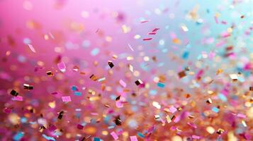 AI generated Minimalist background adorned with sparkling confetti, creating a mesmerizing cascade of light and color photo