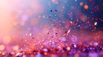 AI generated Clean and elegant composition featuring a harmonious arrangement of glittering confetti against an abstract backdrop photo