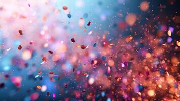 AI generated Minimalist background adorned with sparkling confetti, creating a mesmerizing cascade of light and color photo
