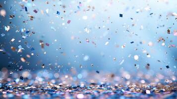 AI generated Captivating image featuring an elegant display of glittering confetti against a clean background photo