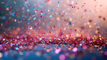 AI generated Captivating image featuring an elegant display of glittering confetti against a clean background photo