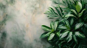 AI generated Clean composition featuring abstract tropical foliage against a muted background photo