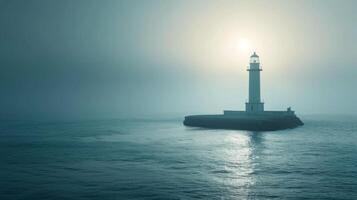 AI generated Clean composition showcasing the majestic presence of a lighthouse amidst the sea photo