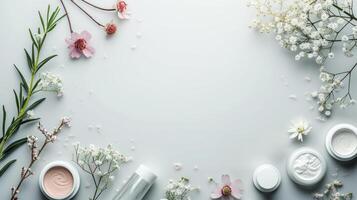 AI generated Essence of beauty captured in a minimalist composition adorned with decorative cosmetic motifs photo