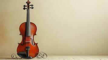 ai generado sencillo aún cautivador imagen exhibiendo un violín y delicado musical notas en un minimalista estilo foto