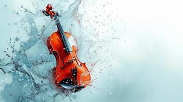 AI generated Minimalist background with a violin and floating musical notes photo