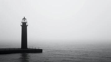 AI generated Minimalist photo highlighting the iconic silhouette of a lighthouse against the expansive ocean