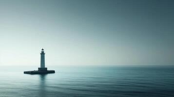 AI generated Minimalist photo highlighting the iconic silhouette of a lighthouse against the expansive ocean