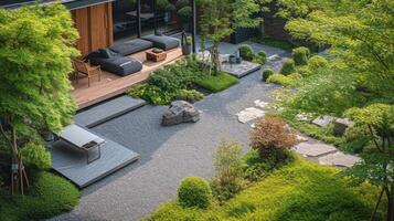 AI generated Elegant composition showcasing the beauty of natural elements in a carefully curated garden design photo