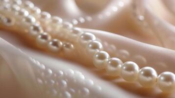 AI generated Minimalist background adorned with delicate pearl beads, exuding sophistication and refinement photo