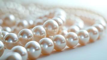 AI generated Minimalist background adorned with delicate pearl beads, exuding sophistication and refinement photo