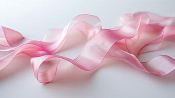 AI generated Minimalist backdrop featuring a soft pink ribbon, exuding elegance and harmony in its simplicity photo