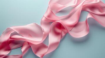 AI generated Minimalist backdrop featuring a soft pink ribbon, exuding elegance and harmony in its simplicity photo