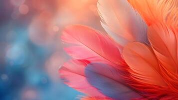 AI generated Clean composition featuring vibrant feathers against an abstract background photo