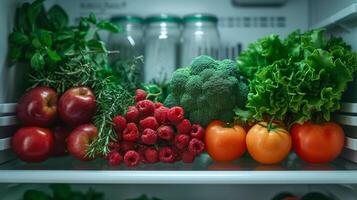 ai generado minimalista composición capturar el belleza de de la naturaleza generosidad dentro el fronteras de un refrigerador foto