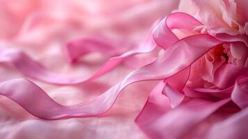 AI generated Clean composition with a delicate pink ribbon against an abstract background photo