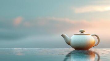 AI generated Clean and calming image showcasing a minimalist teapot against a serene backdrop photo
