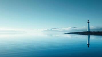 AI generated Minimalist capture of a lighthouse standing tall against the tranquil sea backdrop photo