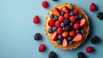 AI generated Minimalist photo evoking a sense of harmony through the combination of pastry and fruit