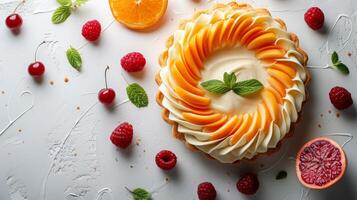 AI generated Minimalist photo evoking a sense of harmony through the combination of pastry and fruit