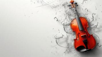 ai generado limpiar composición con un violín y resumen musical notas, transporte el esencia de un musical obra maestra foto